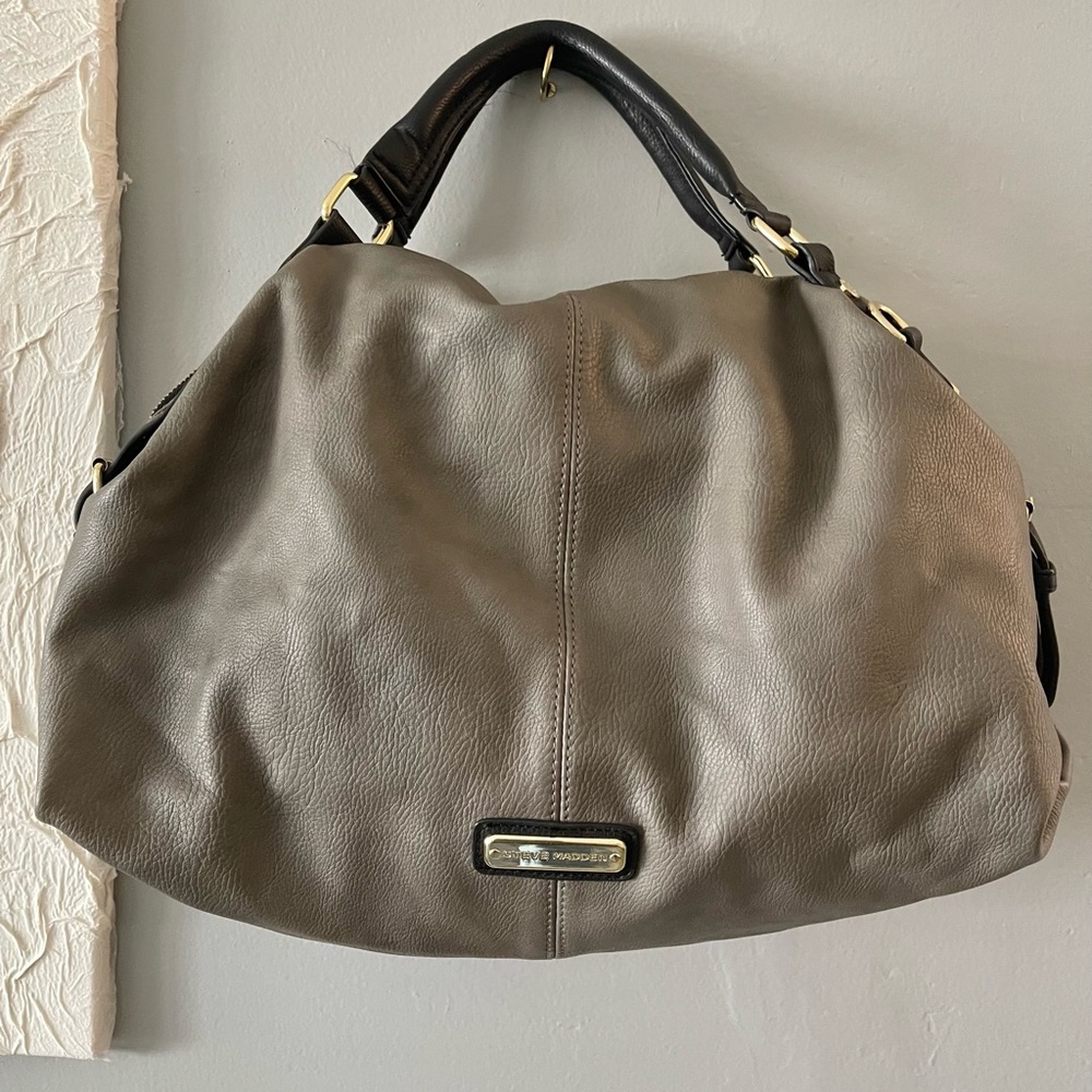 Steve Madden gray purple vegan leather women tote hand bag